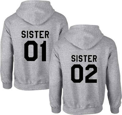 Couples Shop Kapuzenpullover Sister 01 & Sister 02 Beste Freunde Damen Hoodie Pullover (1-tlg) mit modischem Print