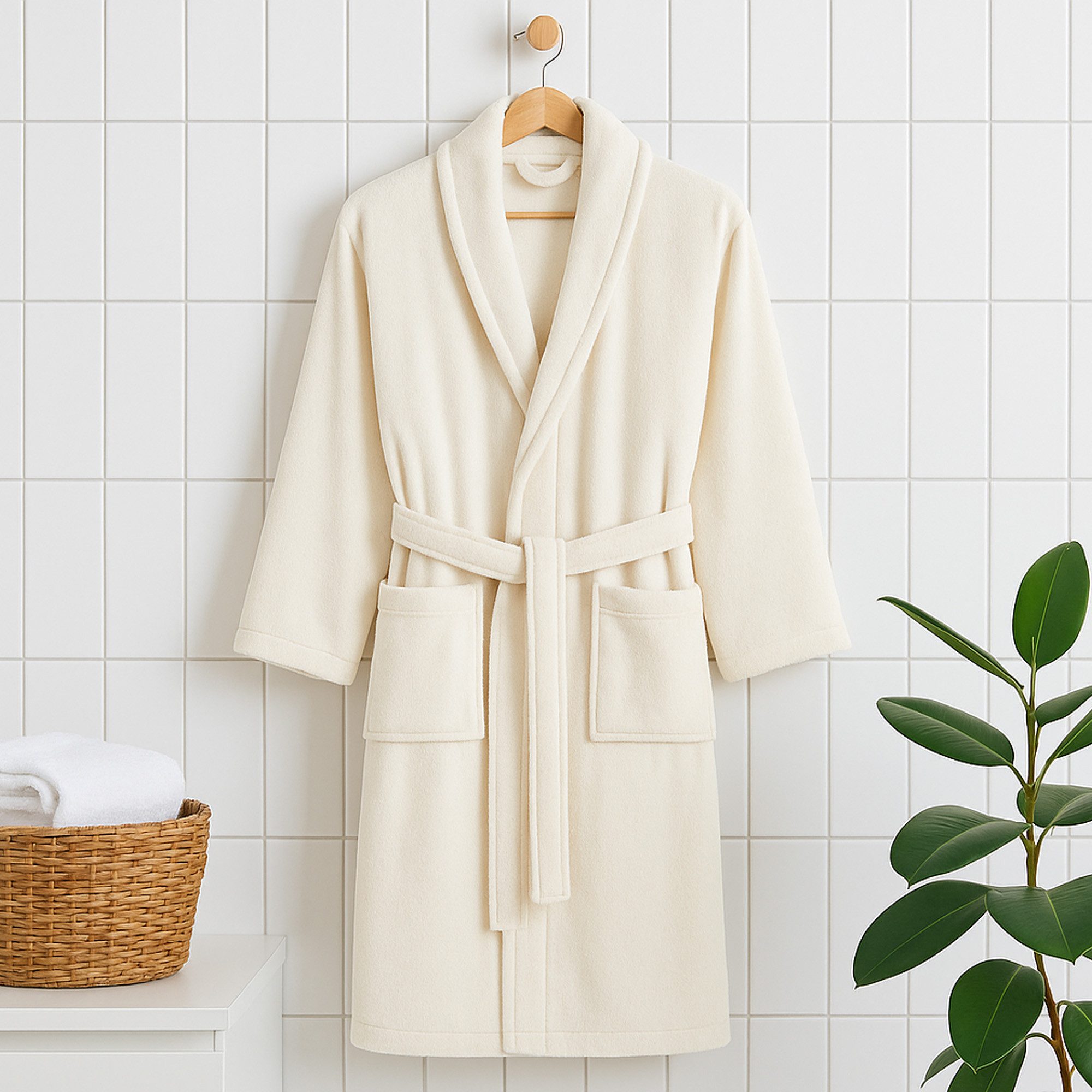 Bestlivings Bademantel Morgenmantel Übergröße (4XL -6XL), Polyester, Schalkragen, Gürtel, 2 Taschen und Lasche zum Aufhängen