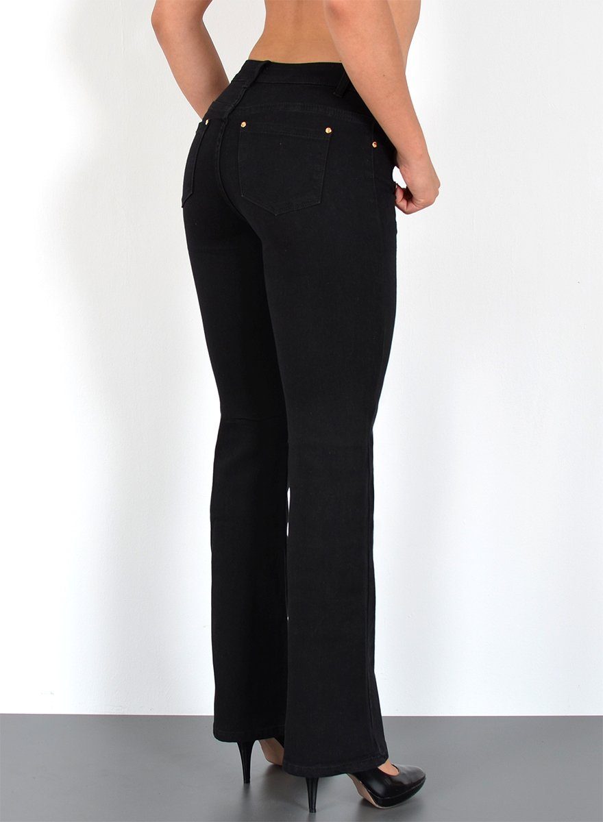 ESRA Bootcut-Jeans Bootcut Jeans Damen High Waist Stretch Wide Leg Jeans bis Übergröße B1 Damen Bootcut Jeans High Waist Damen Schlaghose Jeans weites Bein Hose