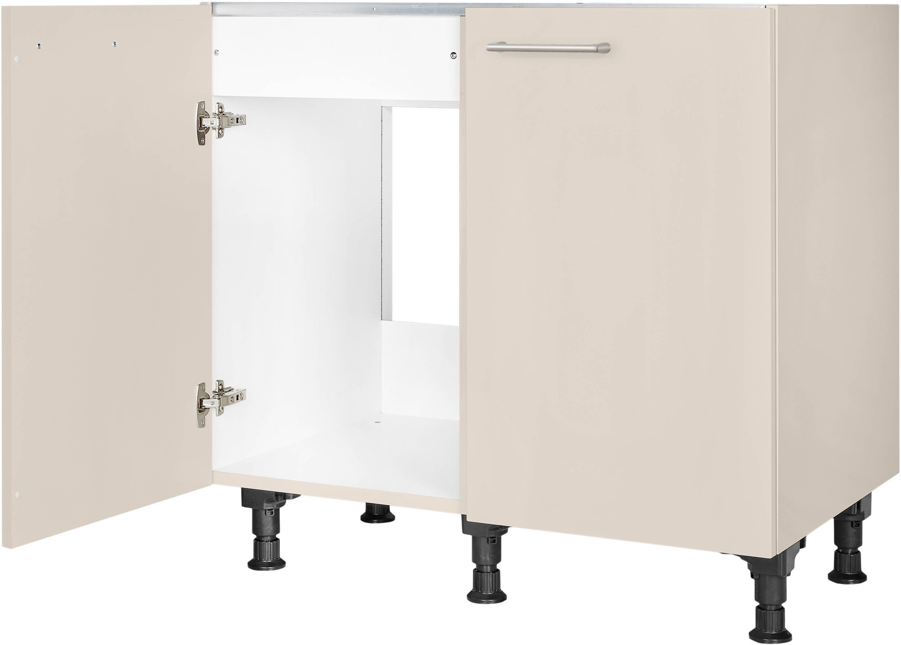 nobilia® Spülenschrank "Laser", vormontiert, mit höhenverstellbaren Sockelfüßen, Breite 90 cm
