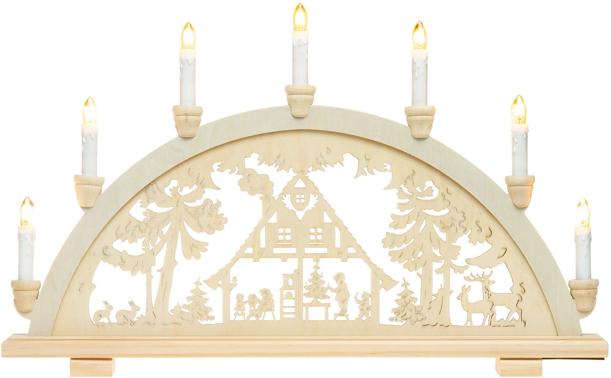 SIKORA Schwibbogen »LB57 Waldhaus mit 7 elektrischen Kerzen B:57cm« online  kaufen | OTTO