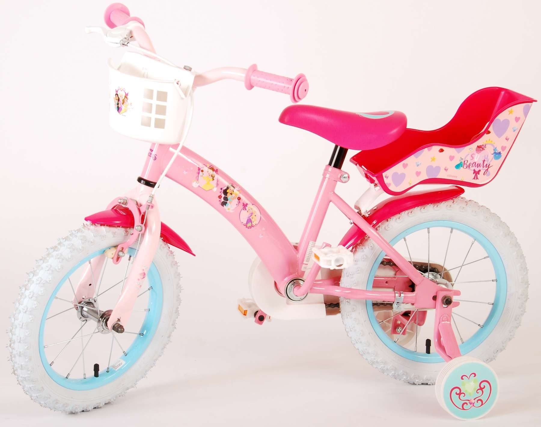 TPFSports Kinderfahrrad Disney Princess (Mädchen Sicherheitsgriffe), Stützräder mit Mädchen Zoll + Rutschfeste 1 14 Zoll Rücktritt Fahrrad Laufrad Handbremse, Kinderrad mit 14 Fahrrad Kinder - Gang