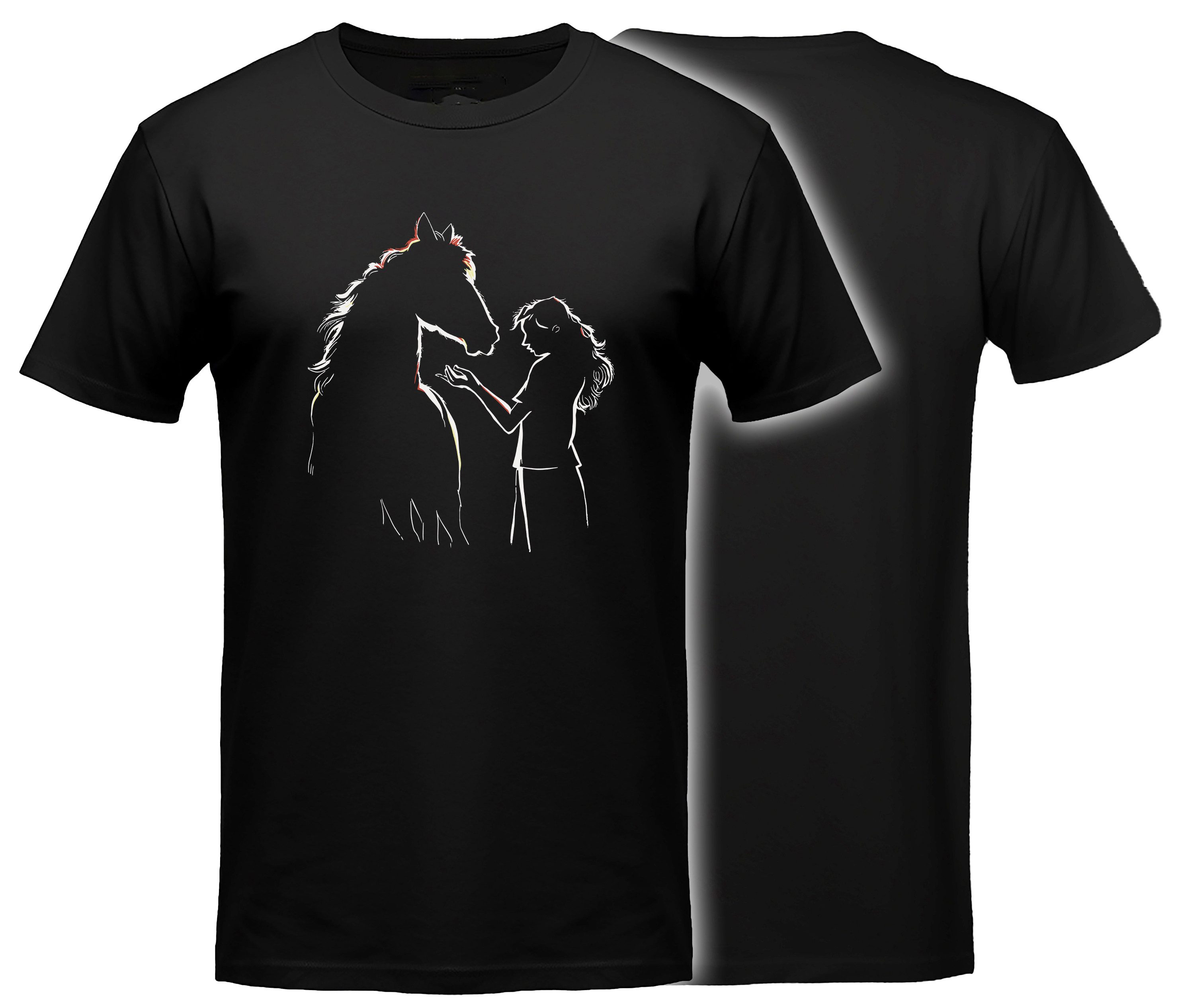 MyDesign24 T-Shirt Pferde print Shirt Pferd mit Mädchen T-Shirt Regular Fit i139