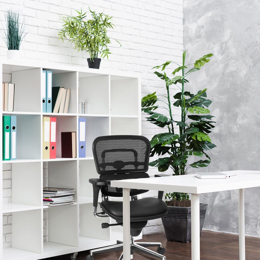 (1 BASE St), hjh Luxus Drehstuhl Leder Chefsessel ERGOHUMAN Bürostuhl ergonomisch OFFICE