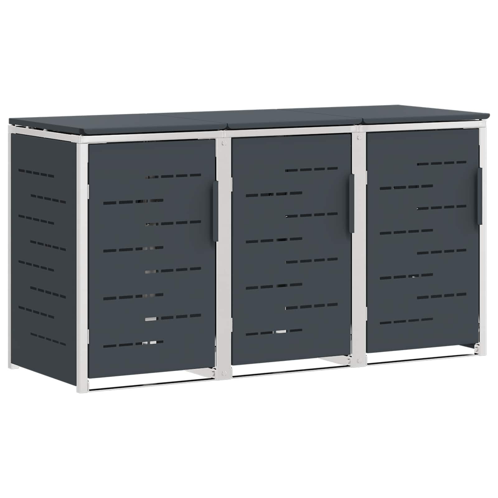 Mülltonnenbox Mülltonnenbox for 3 Bins 240L Edelstahl Anthrazit