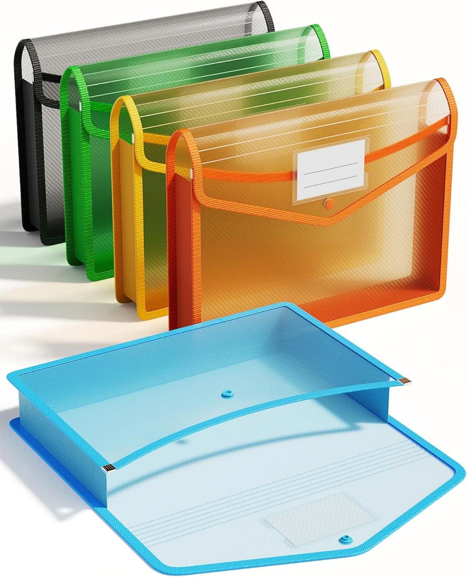 Fächermappe A4 Aktenordner Kunststoff 6cm Erweiterungs-Organizer transparent 5-tlg