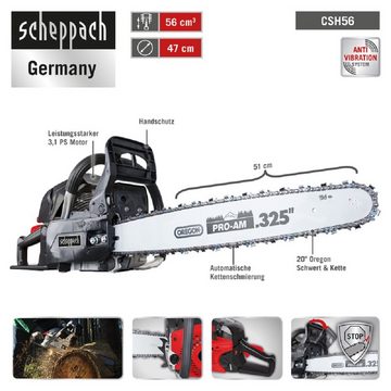 Scheppach Benzin-Kettensäge Scheppach Benzin Kettensäge CSH56 Motorkettensäge Motorsäge 2,3kW 51cm