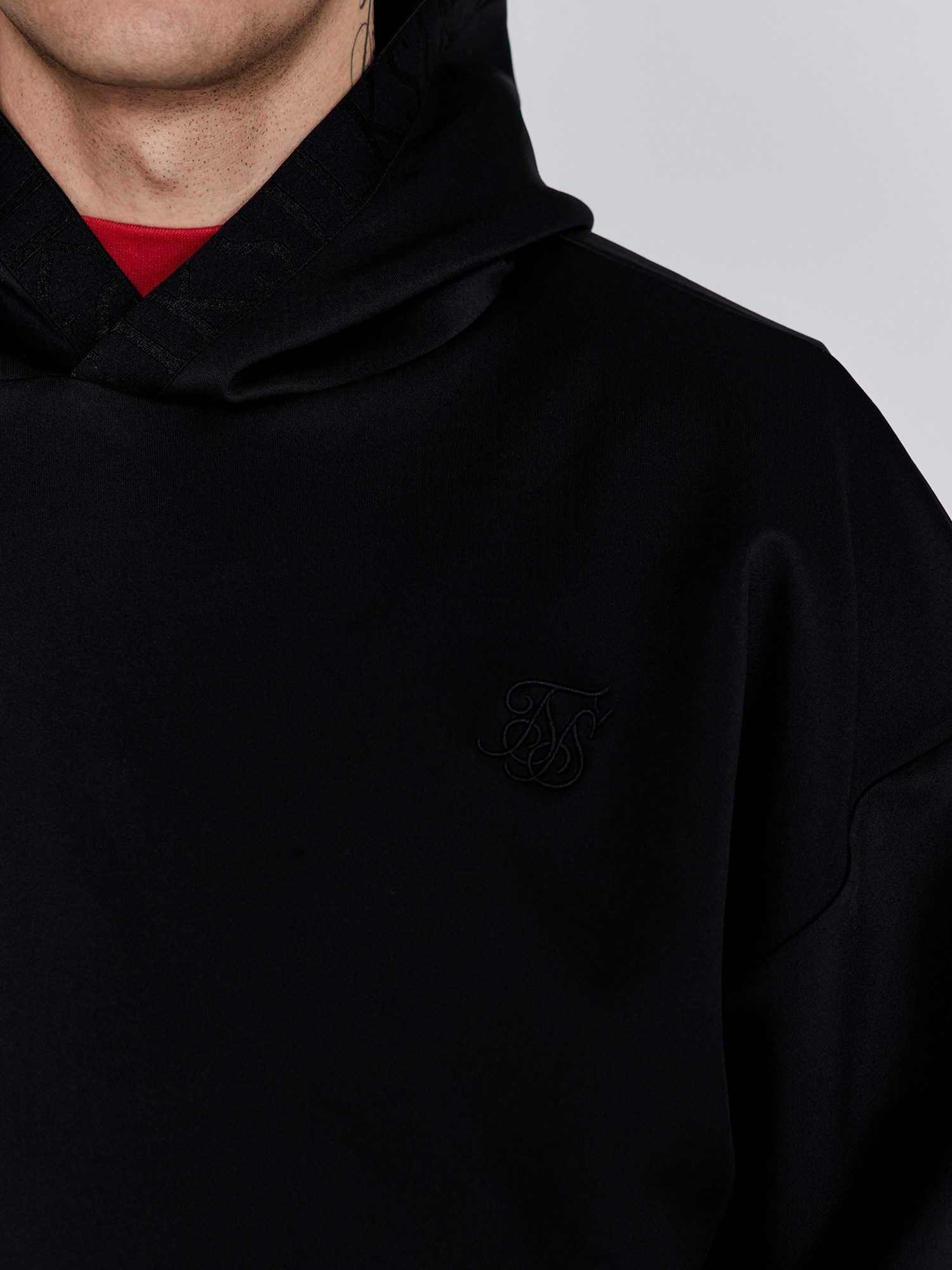 Siksilk Hoodie SikSilk Herren Schwarzes Oversized Dynamic Kapuzenpullover