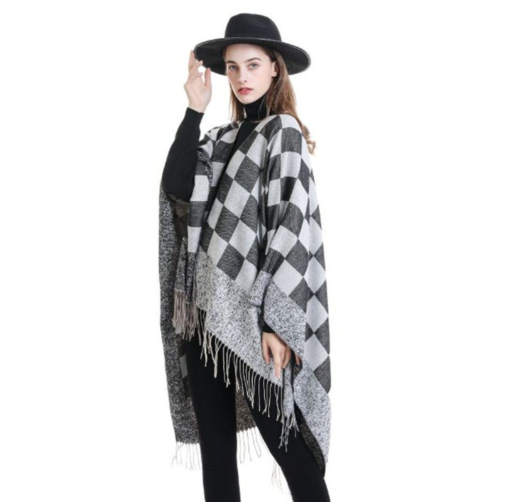 black1 Schal,XXL Geschenk für XXL-Schal in Damen Frauen Damen mit Schal,Poncho XDeer Fransen, Winterschal kleinen kuscheliger Halstuch