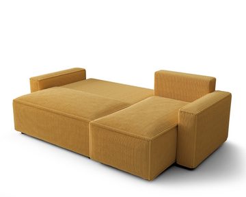 Deine Möbel 24 Ecksofa ABRO mit Schlaffunktion Bettkasten Cord-Sofa Schlafsofa L-Couch L-Sofa, Set 3 Teile, mit Schlaffunktion, mit Bettkasten