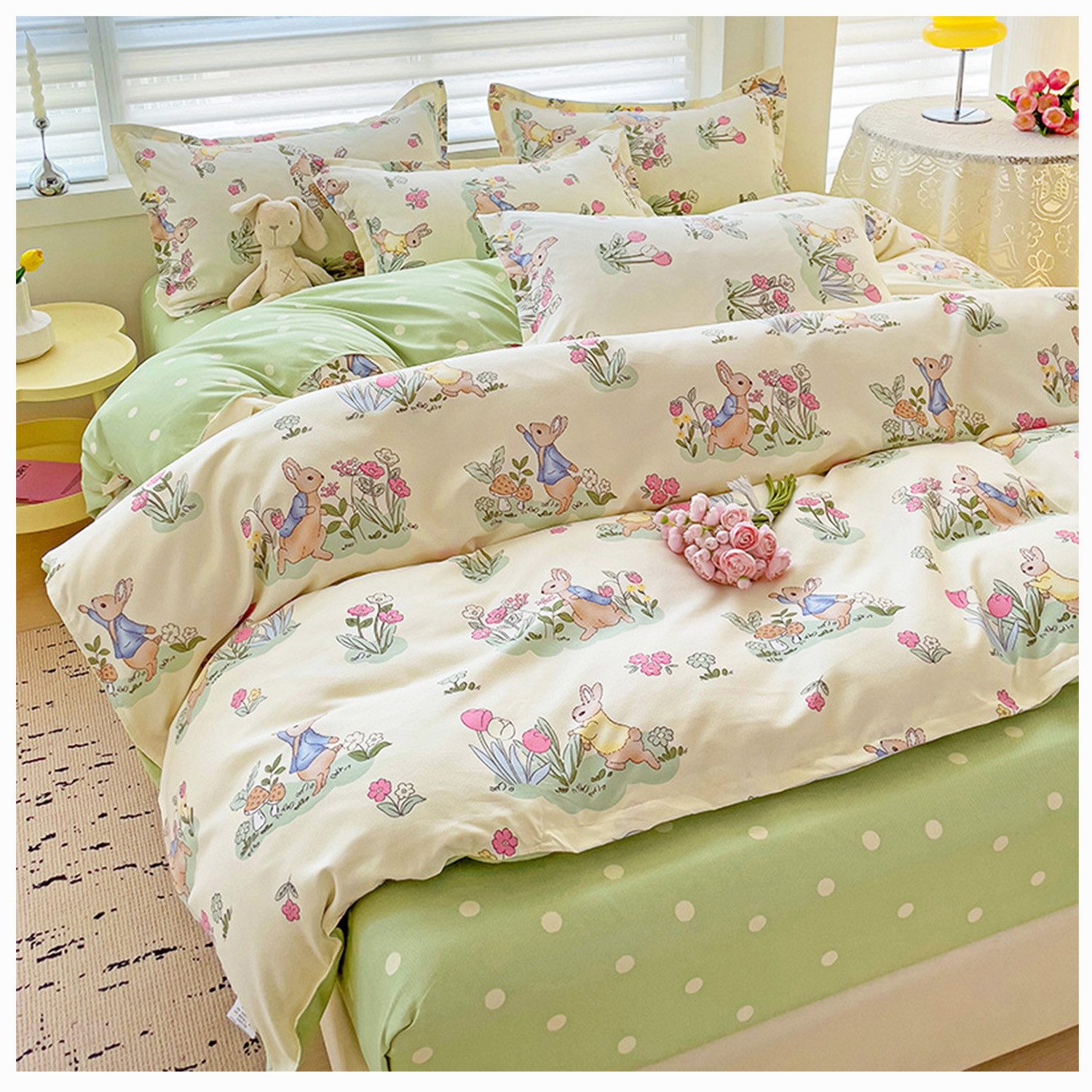 ibettertec Bettwäsche Bettwäsche Set 135x200cm,200x200cm Pflanzenmuster günstig online kaufen