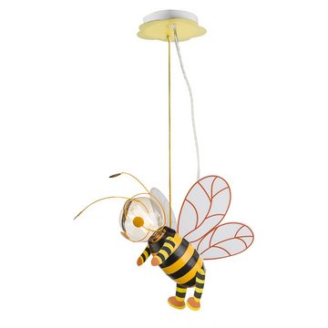 Globo LED Pendelleuchte, Leuchtmittel inklusive, Warmweiß, Kinderzimmerlampe Hängelampe Pendelleuchte LED Biene warmweiß H 120cm