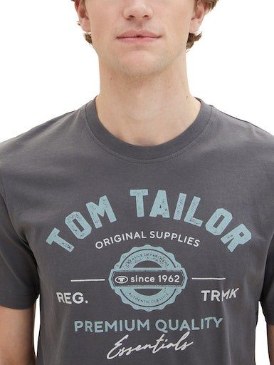 TOM mit T-Shirt großem tarmac Logofrontprint grey TAILOR