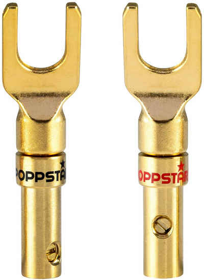 Poppstar Kabelschuhe für Lautsprecherkabel, Stecker 24k vergoldet Audio-Adapter, 2x Gabelstecker elektrische Verbindung von Kabeln bis 4mm² Querschnitt