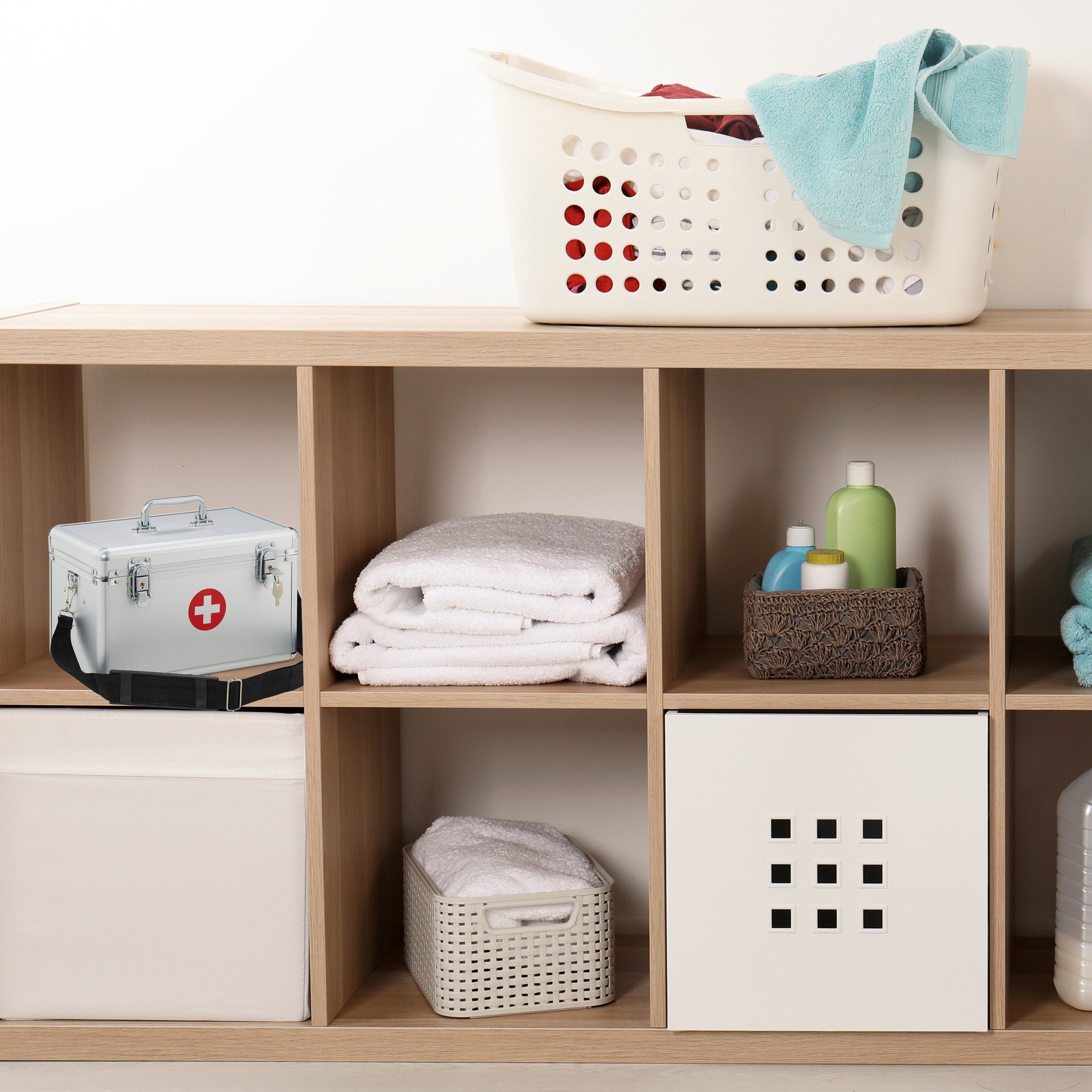 relaxdays Erste-Hilfe-Koffer Aluminium, (1 St)