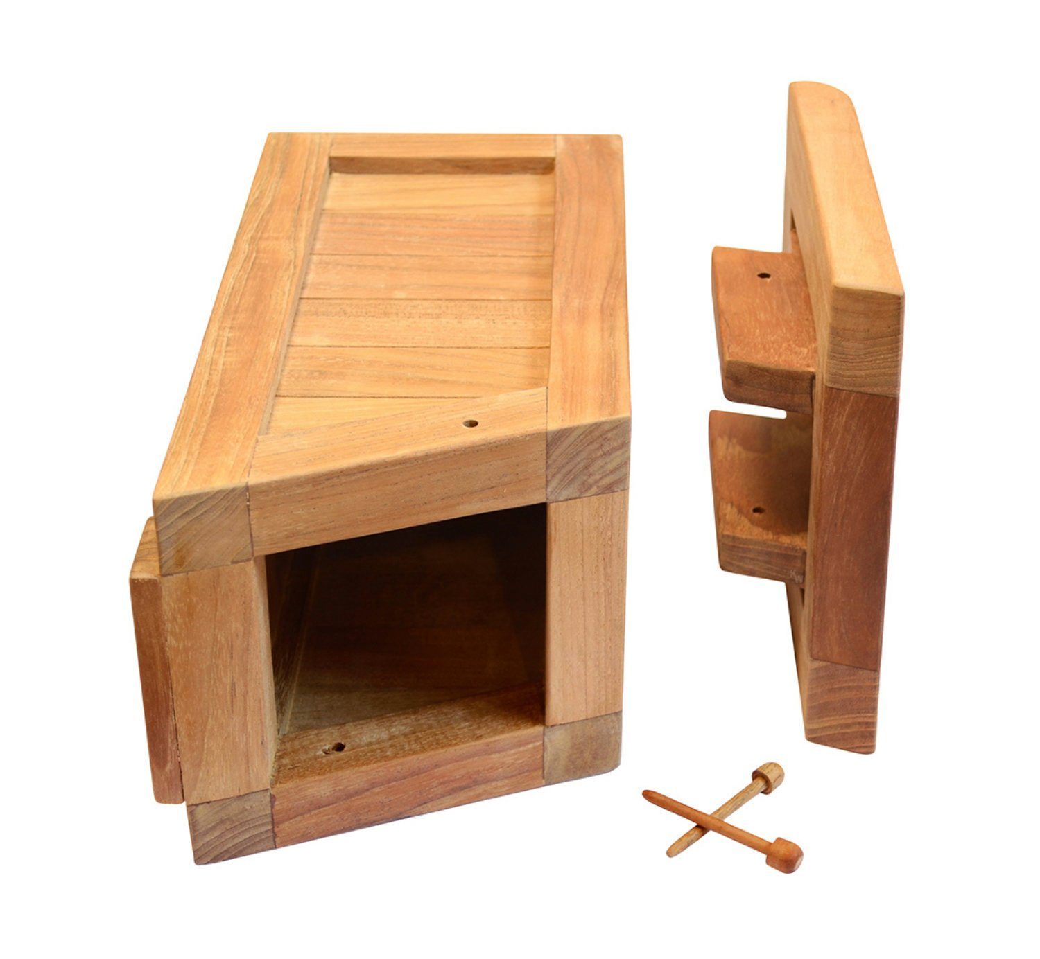 Kai Wiechmann Nistkasten Premium Teak Brutkasten für Gartenvögel als wetterfestes Vogelhaus, unbehandeltes Teakholz und abnehmbares Dach