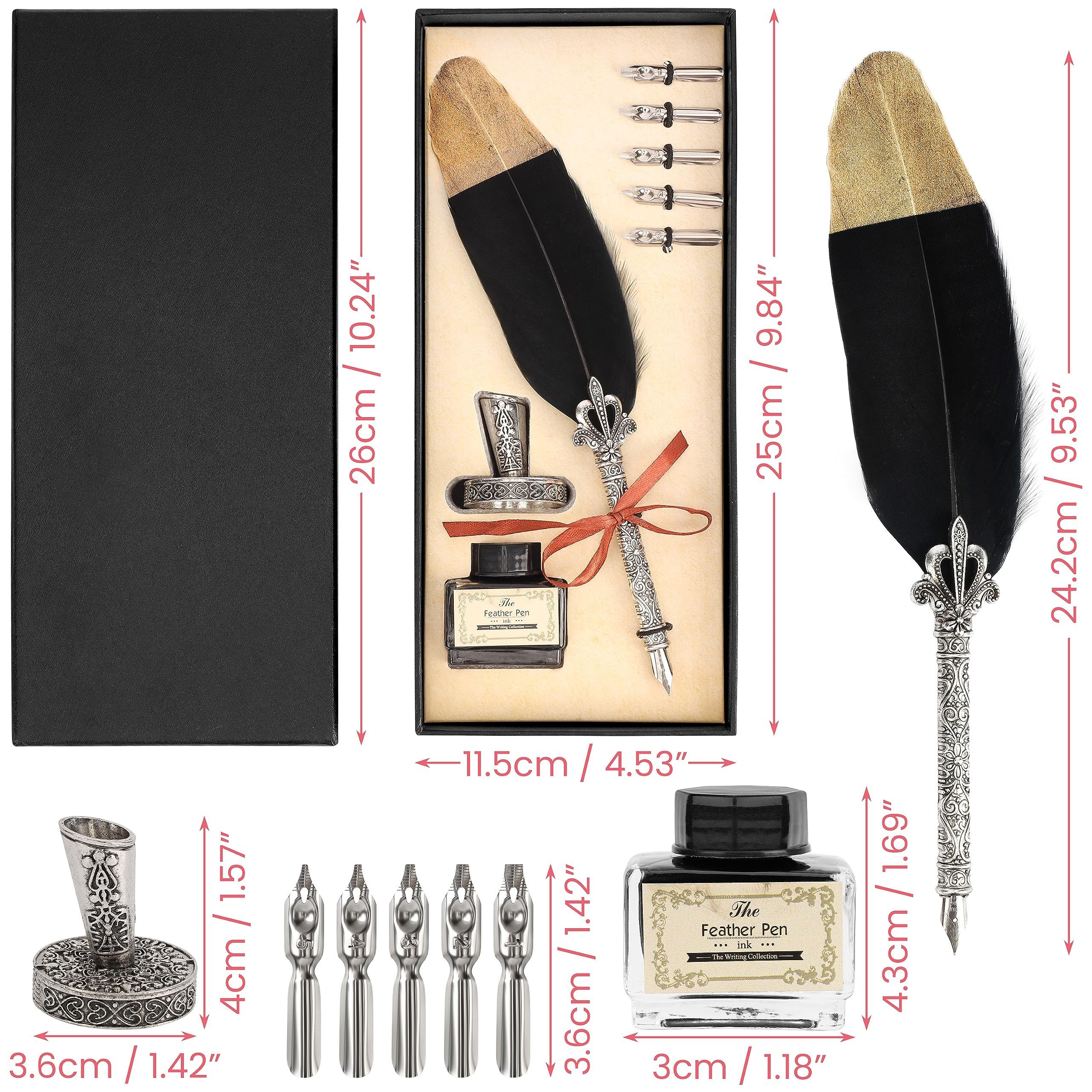 Thumbnail - Belle Vous Kalligraphie-Stift Kalligraphie Set: 8tlg. Federkiel, Tintenfass, Spitzen & Halter, (1-tlg)