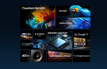 CHiQ U50QM8G QLED-Fernseher (126,00 cm/50 Zoll, 4K Ultra HD, QLED Google TV, Smart-TV, Quantum Dot 4K, HDR 10, Metall Rahmlos design, Google TV)