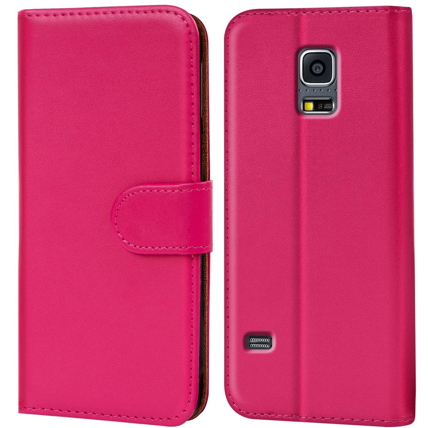 CoolGadget Handyhülle Wallet Klapp Tasche Book Case für Samsung Galaxy S5 Mini 4,5 Zoll, Hülle Klapphülle Flip Cover Etui Schutzhülle