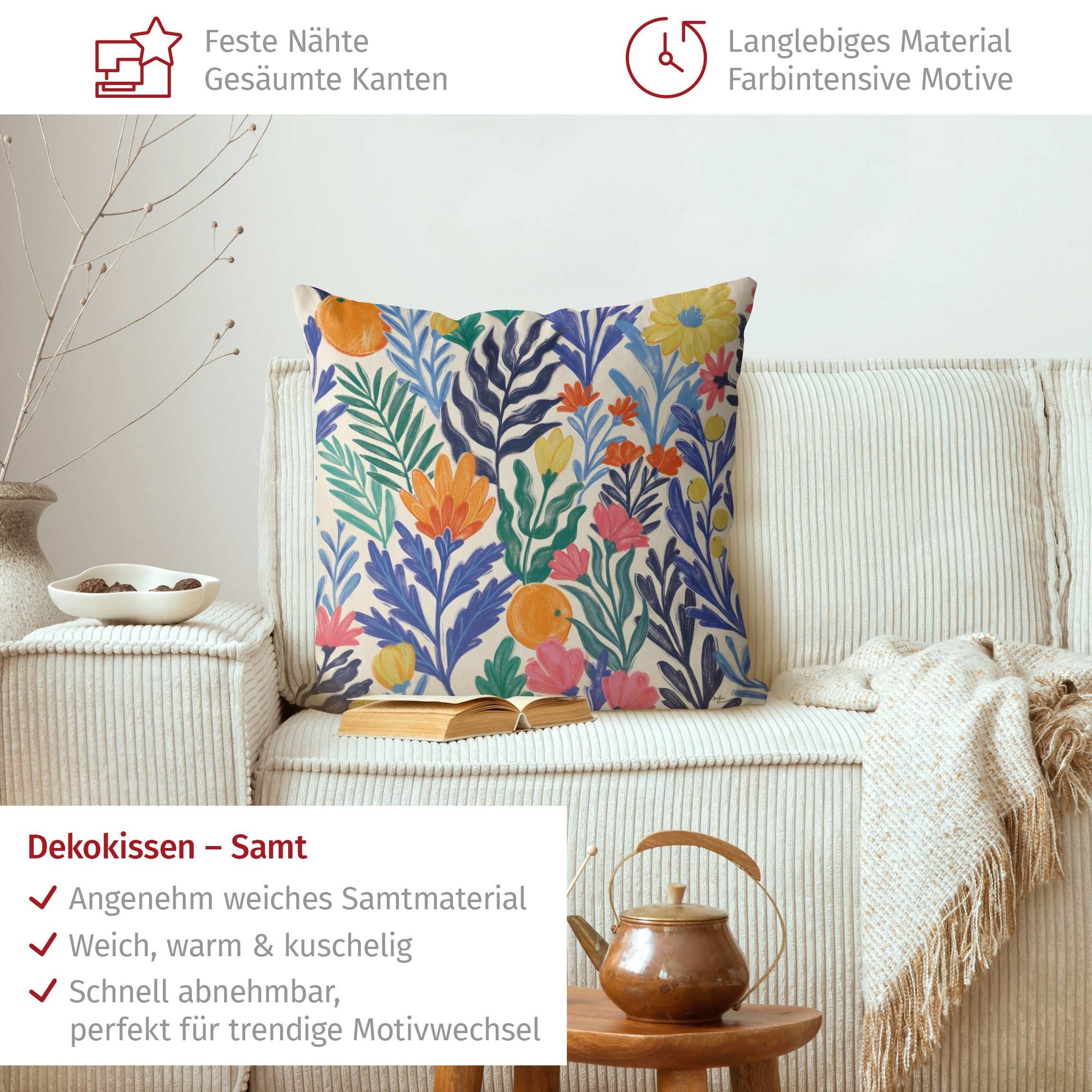 Bilderdepot24 Dekokissen drinnen Kissenhülle/ Sofakissen/ Zierkissen Kissenhülle blau Blumen Il, Bezug Aquarell mit / ohne Füllung Zierkissen Outdoor Sofa Bett