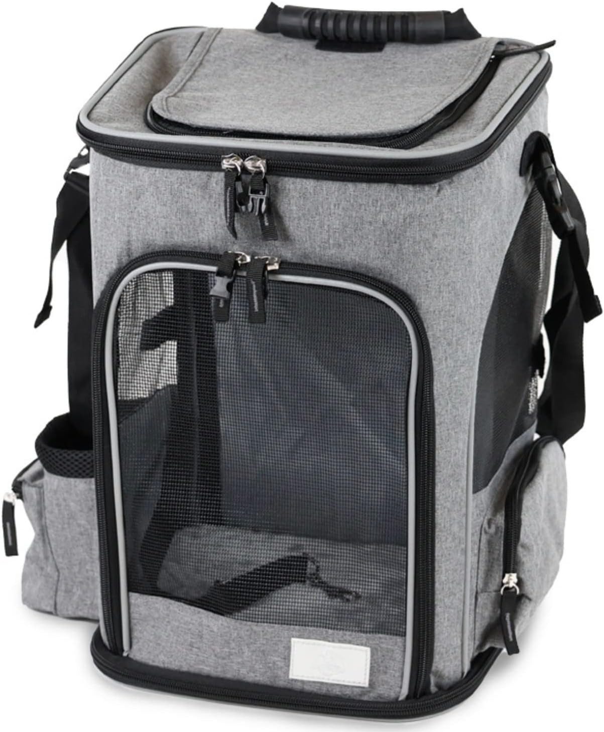 PETSWORLD EST 2021 Hunde-Transportbox Faltbarer Hunderucksack bis 8,5 kg atmungsaktiv mit Mesh, Ergonomisch gepolstert, mit Seitentaschen & praktischem Zubehör