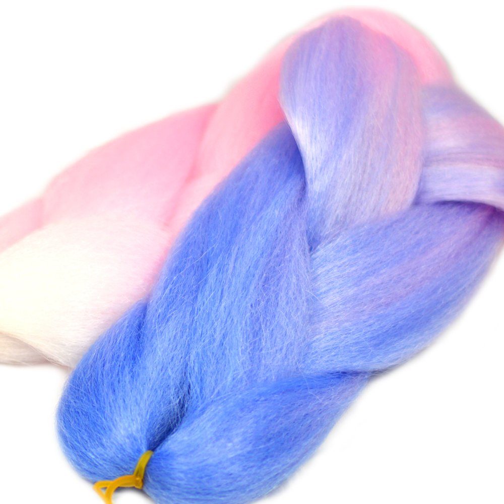 Flechthaar BRAIDS! im Jumbo 3-farbig YOUR Braids MyBraids 3er Pack Kunsthaar-Extension Silberblau-Hellrosa-Weiß 36-CY Zöpfe