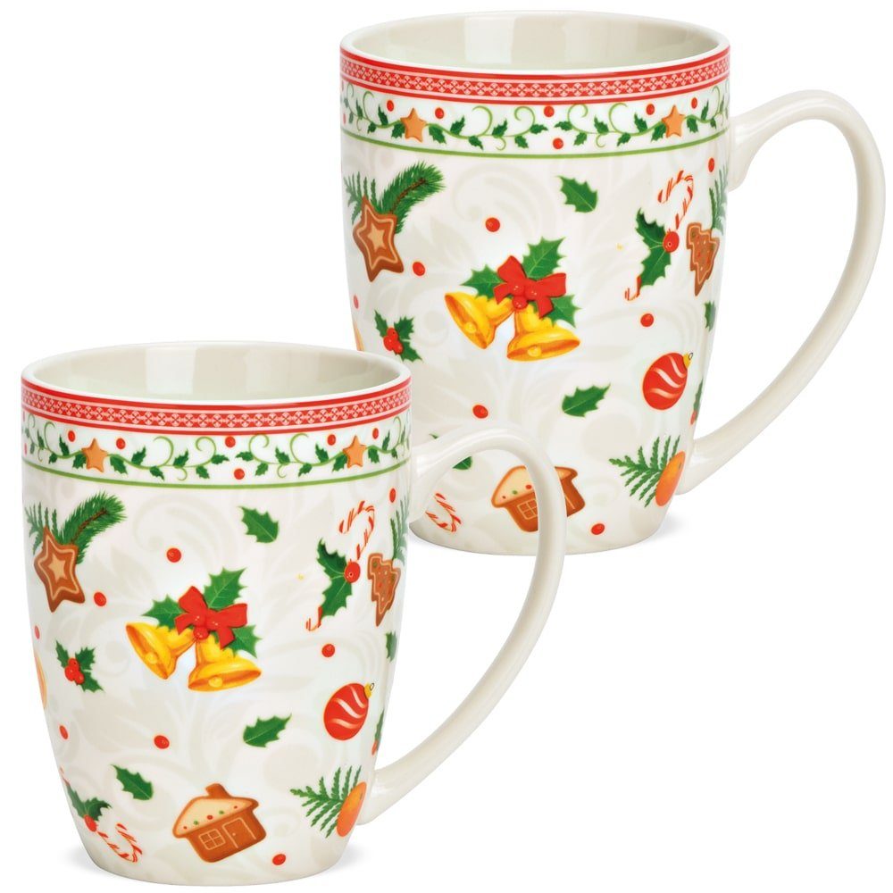 cm, Tassen bunt matches21 & Porzellan Weihnachtsmotiv Tasse HOME Lebkuchen HOBBY 2er Porzellan 12x10
