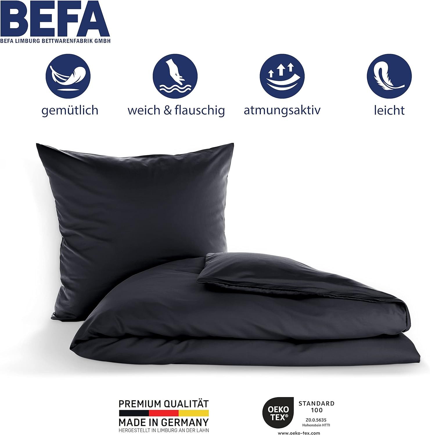 BEFA NATUR Bettwäsche Set aus Satin (Kissen+Decke) - Made in Germany, Bettw günstig online kaufen