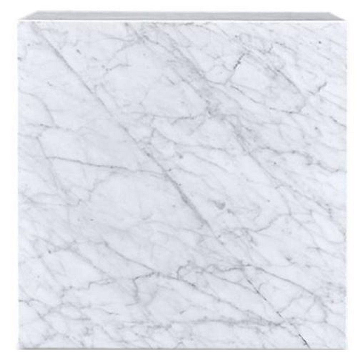 x Padrino H. Beistelltisch Casa Beistelltisch Luxus Qualität cm - Carrara - 55 x 48 aus 48 Weiß Luxus Marmortisch - Marmor Wohnzimmertisch Quadratischer