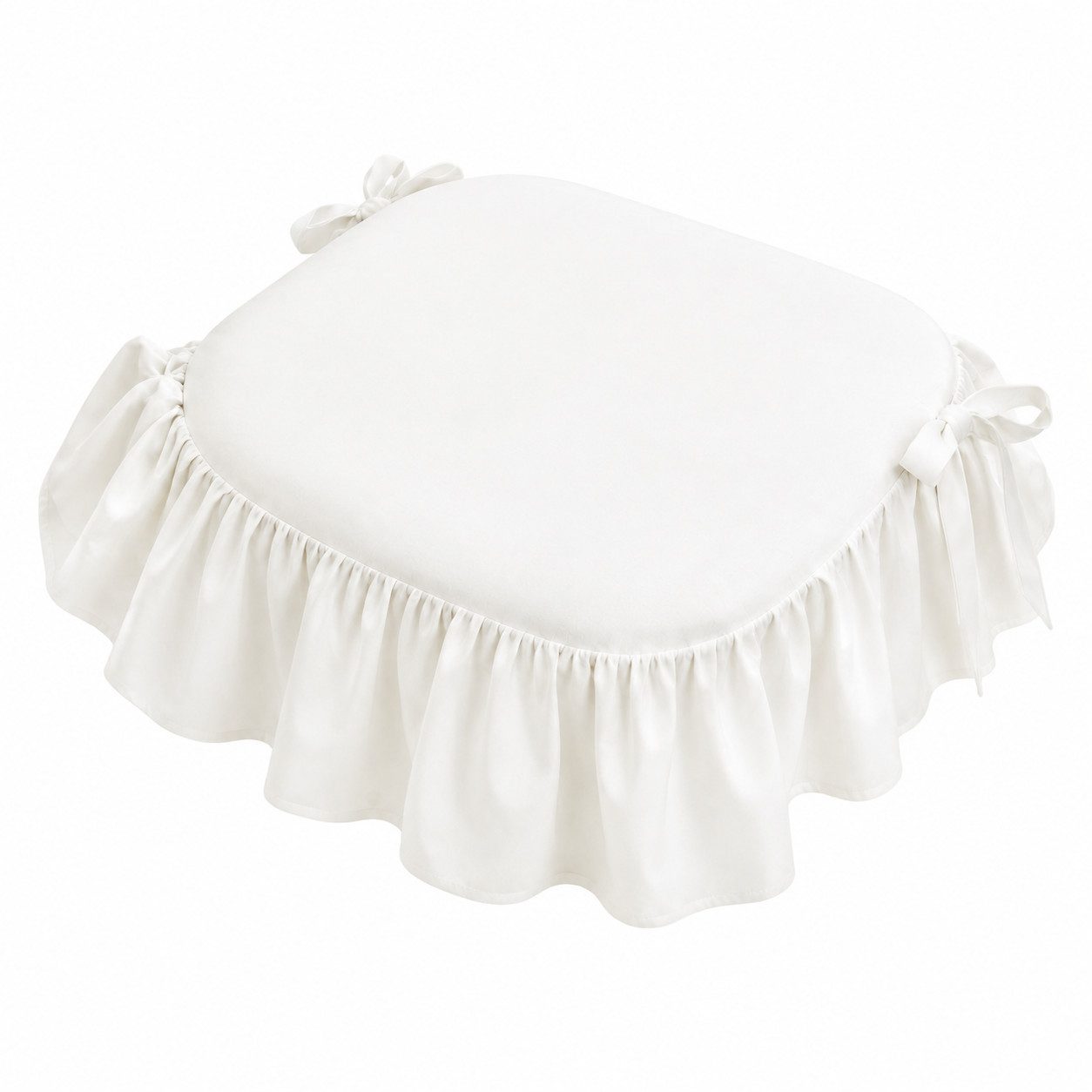 Diwzbyn Sitzkissen Rutschfestes Stuhlkissen mit Volant,Bindebändern, Landhaus, für Esszimmer,Büro, Schreibtisch und Wohnzimmer,43x45cm