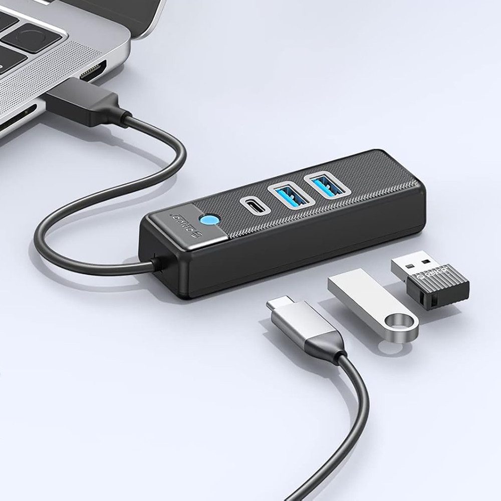 ORICO USB-Hub Verteiler HUB (3-in-1, USB-A, 2x USB-A, 1x USB-C, kompakt)