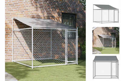vidaXL Hundezwinger Hundezwinger mit Dach und Tür Grau 2x2x2 m Verzinkter Stahl