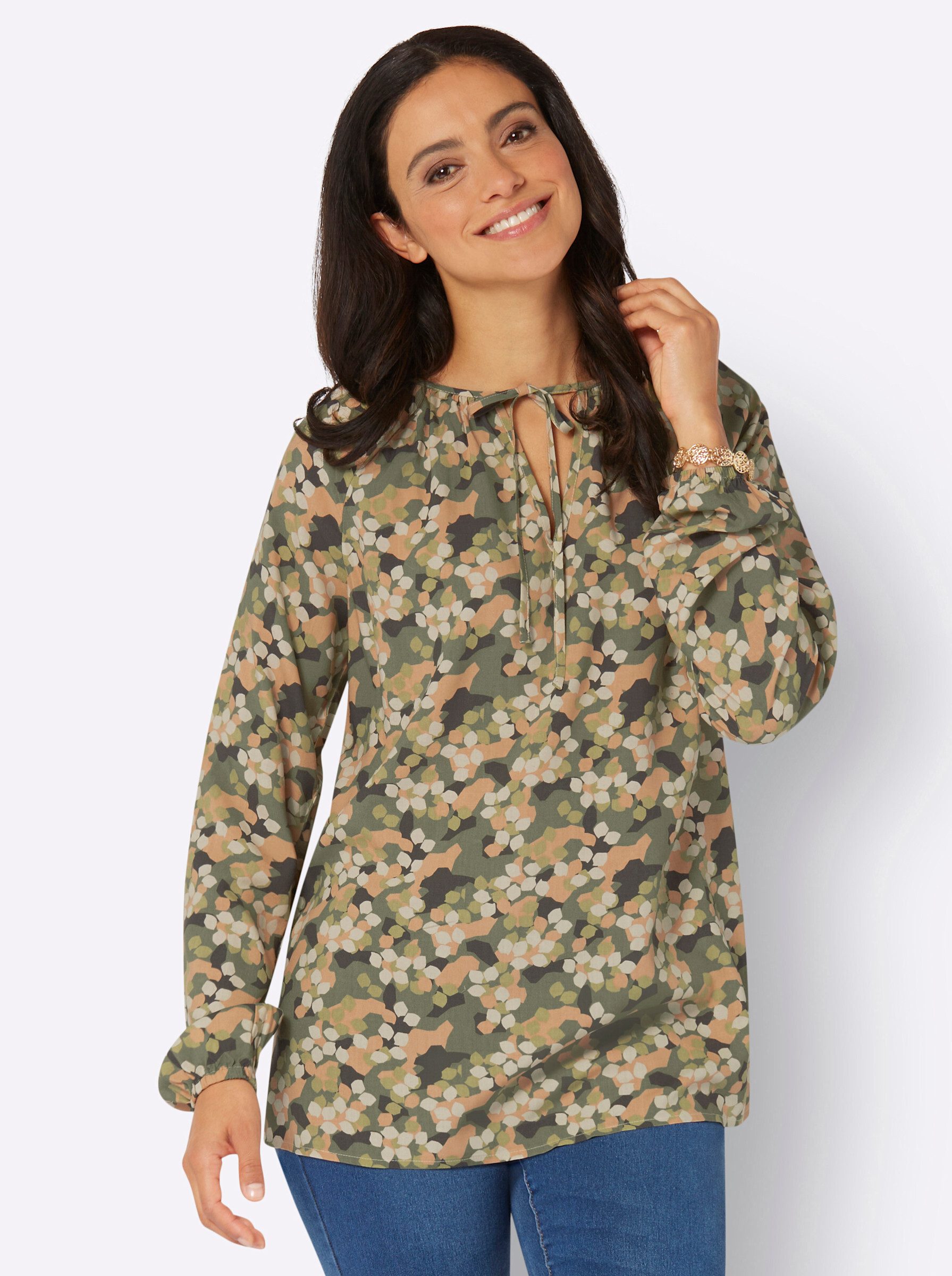 Klassische Bluse Schlupfbluse Langarm