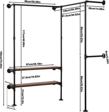 Woltu Kleiderstange (1 St), mit Regalen Wandmontage Garderobe für begehbaren