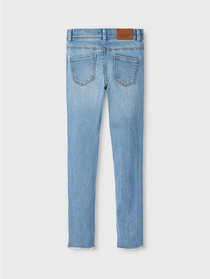 Name It Regular-fit-Jeans Skinny Jeans Denim Hose mit Fransen NKFPOLLY 5538  in Hellblau