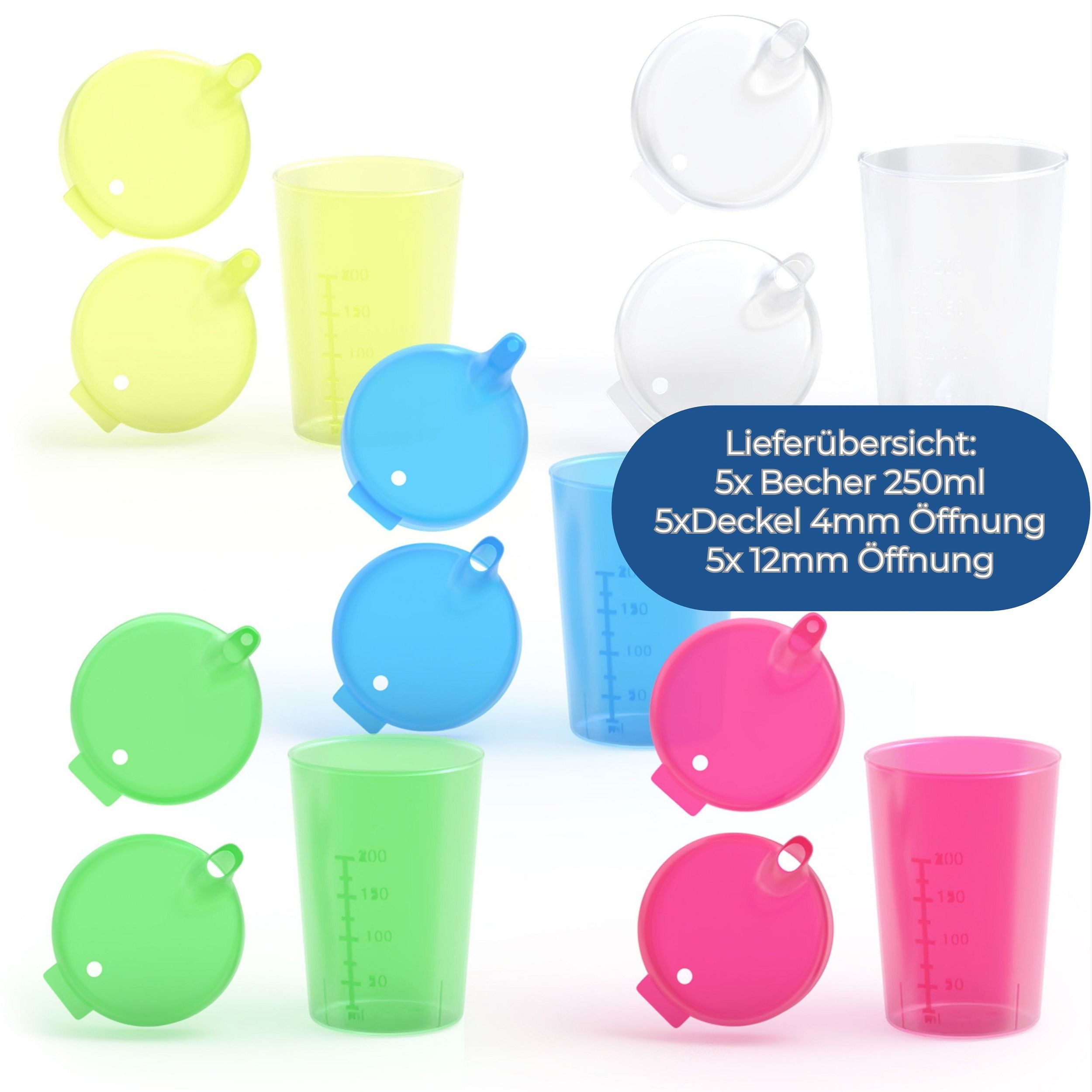 Horn Medical Schnabelbecher 5er Pack Horn Medical Schnabelbecher 250ml alle Farben, 5-tlg., lebensmittelechtes Polypropylen (PP), bunte & leicht erkenn-/greifba – Bild 2 von 5