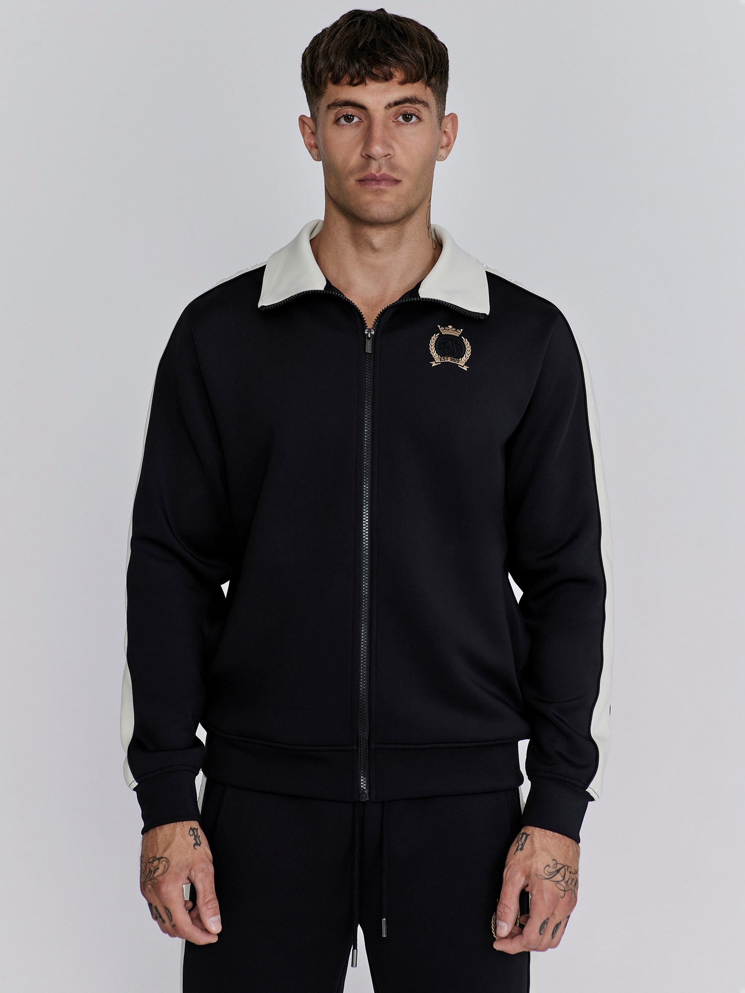 Siksilk Sweatjacke SikSilk Herren Schwarze Crest Trainingsjacke