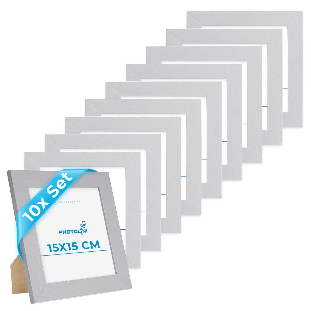 PHOTOLINI Bilderrahmen 10er Set Big Pack, breite Rahmen mit bruchsicherem Acrylglas, für 10 Bilder (10er Set), im modernen Stil für Ihre stilvolle Wanddekoration für Fotos & Poster