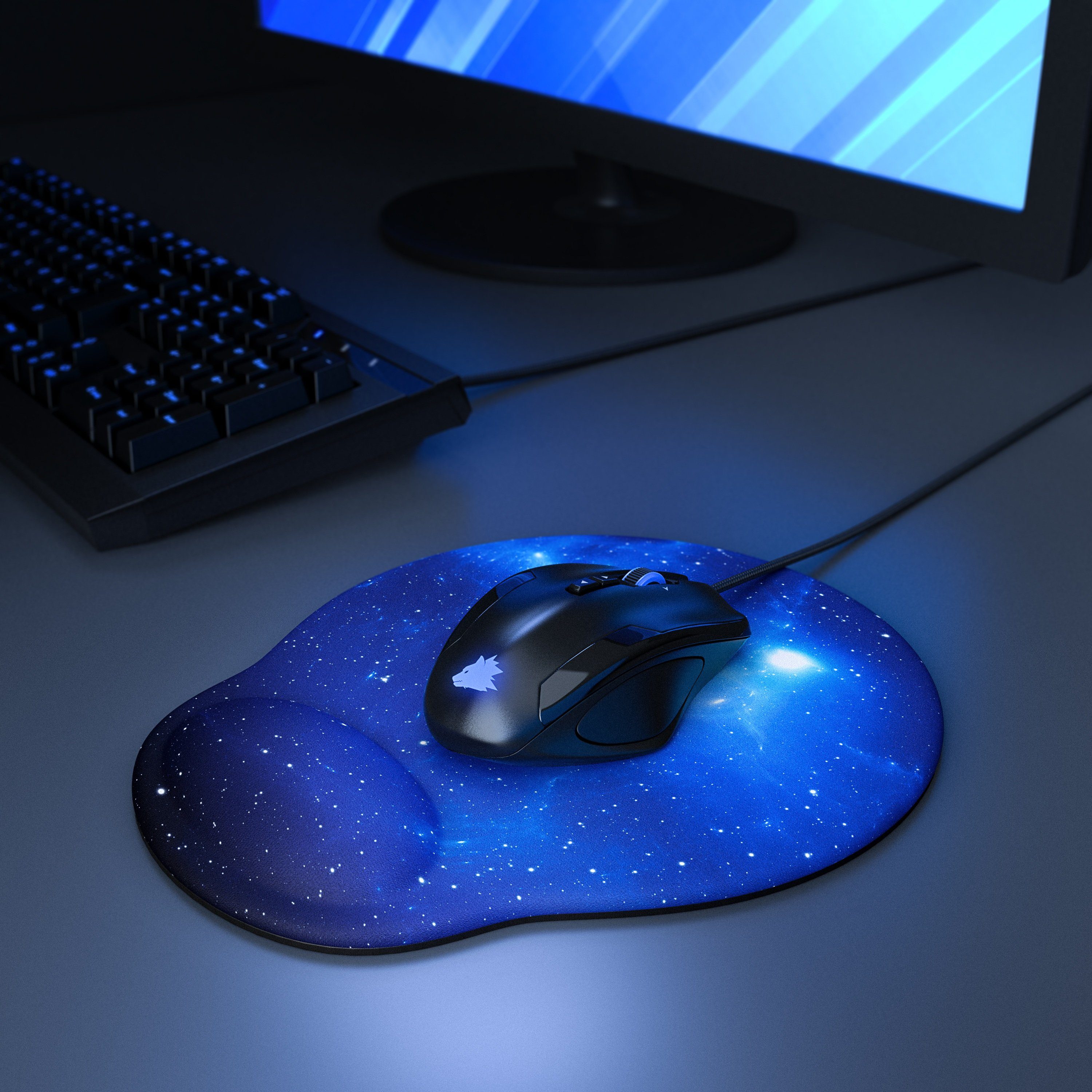 CSL Mauspad Office Gel Mousepad mit ergonomischer Handgelenkauflage, (1-St), Office Gel Mousepad mit ergonomischer Handgelenkauflage,Space