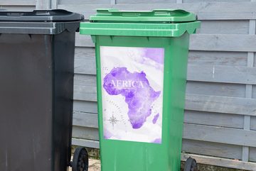 MuchoWow Wandsticker Karten - Afrika - Aquarell (1 St), Mülleimer-aufkleber, Mülltonne, Sticker, Container, Abfalbehälter