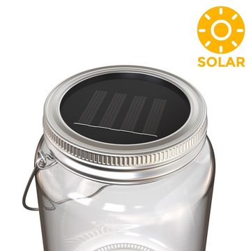 B.K.Licht Tischleuchte LED Solarglas Akku Solarpanel Dämmerungssensor - BKL1169, LED fest integriert, Glasleuchte Sonnenlicht Solarglas Solarlampe für Außen IP44