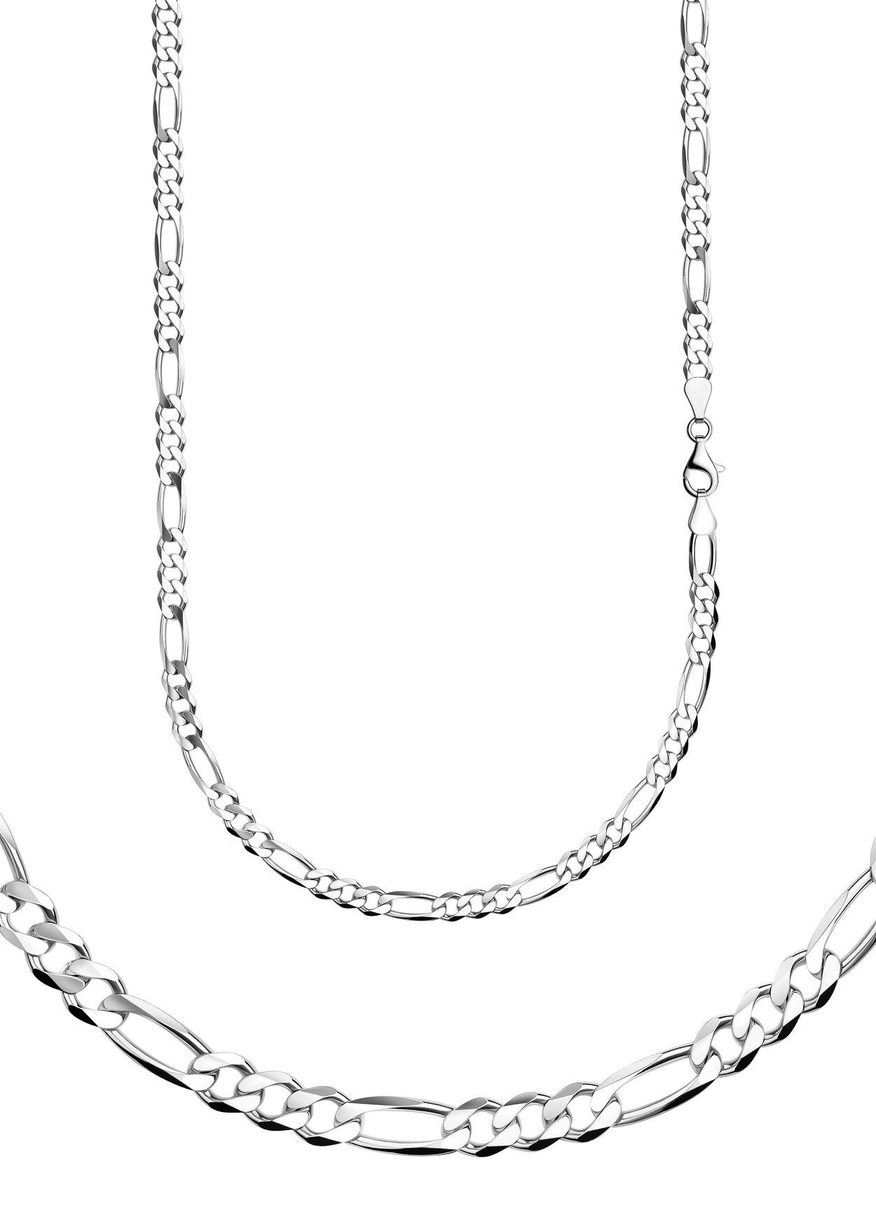 Collierkettchen Schmuck Geschenk Silber 925 Armband Kette Figarokette diamantiert