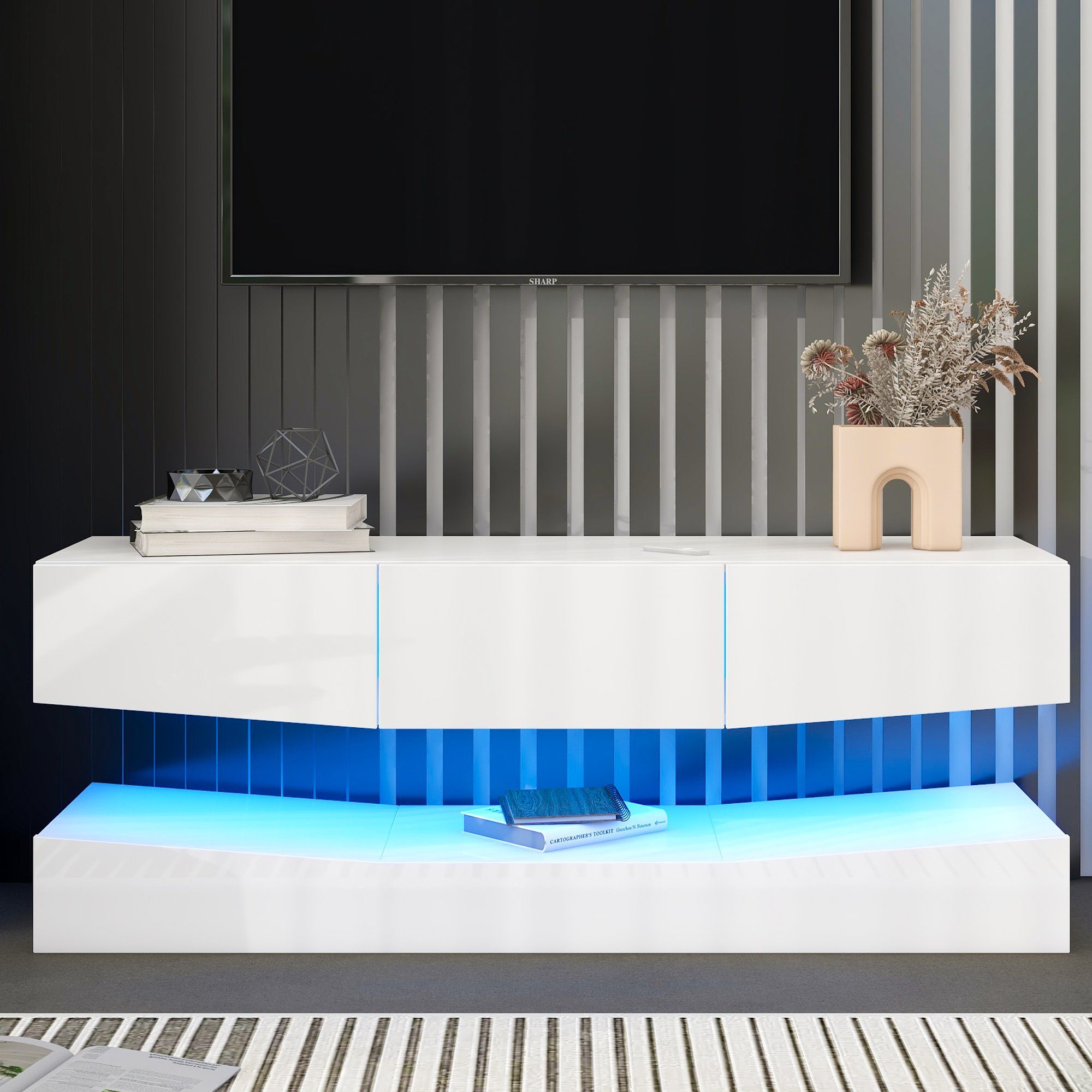 Merax Lowboard Hochglanz Front mit LED günstig online kaufen