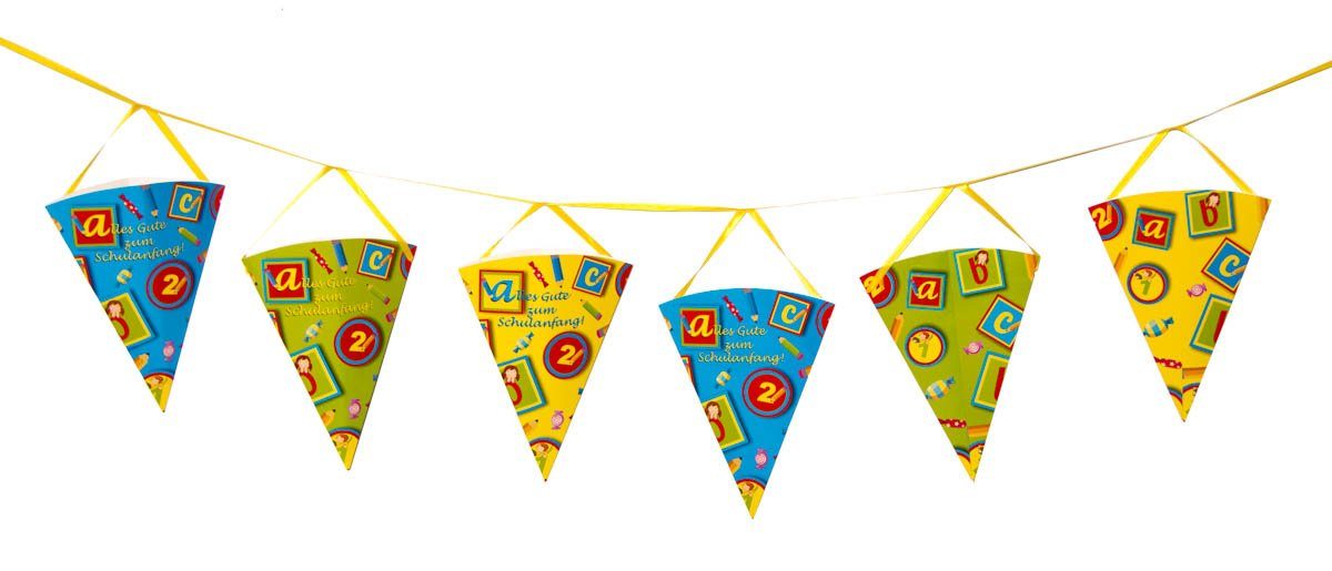 Folat Hängedekoration FOLAT Girlande Schulanfang mit 6 Schultüten bunt