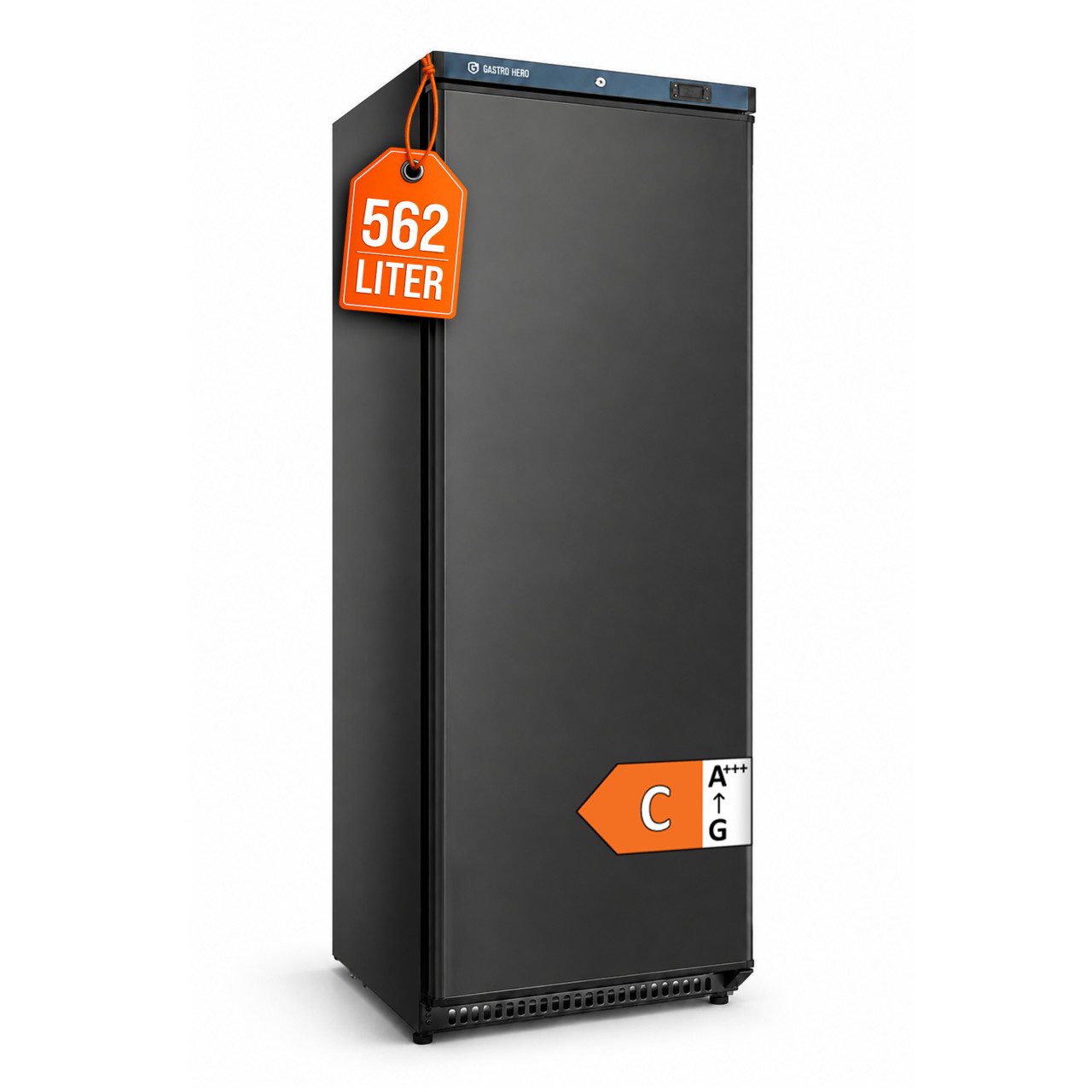 GastroHero Vollraumkühlschrank Lagerkühlschrank ECO 600 Schwarz 562 Liter Umluftkühlung LKSE600B, 190 cm hoch, 77.5 cm breit, schwarzes …
