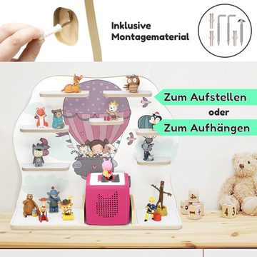 stadtecken Kinderregal Holzregal für Musikbox, Passend für die Toniebox und ca. 50 Tonies