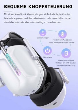 Gvyugke Gaming-Headset (lange Akkulaufzeit + kabelgebundenes 3,5mm, Bluetooth, 2,4GHz kabellos für PC/PS5/PS4/Switch Bluetooth Geräuschunterdrückung)