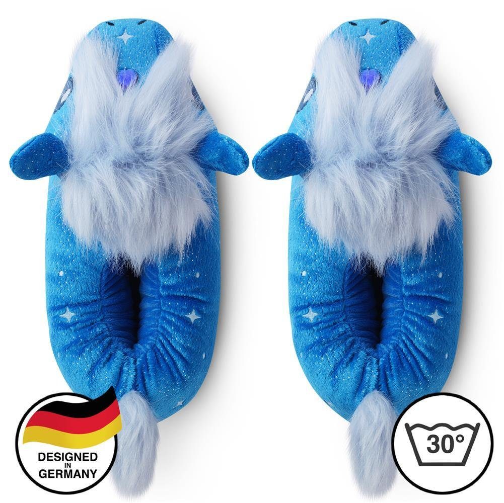 (blau) Teddy, Igel, Hamster, Bär, Hund, magische Frosch, Kinder cm Kater, für Löwe, "Sky" 25-33,5 Schaf, Einheitsgröße Corimori Tier Pferd das Hausschuhe Pantoffeln Pferd Plüsch