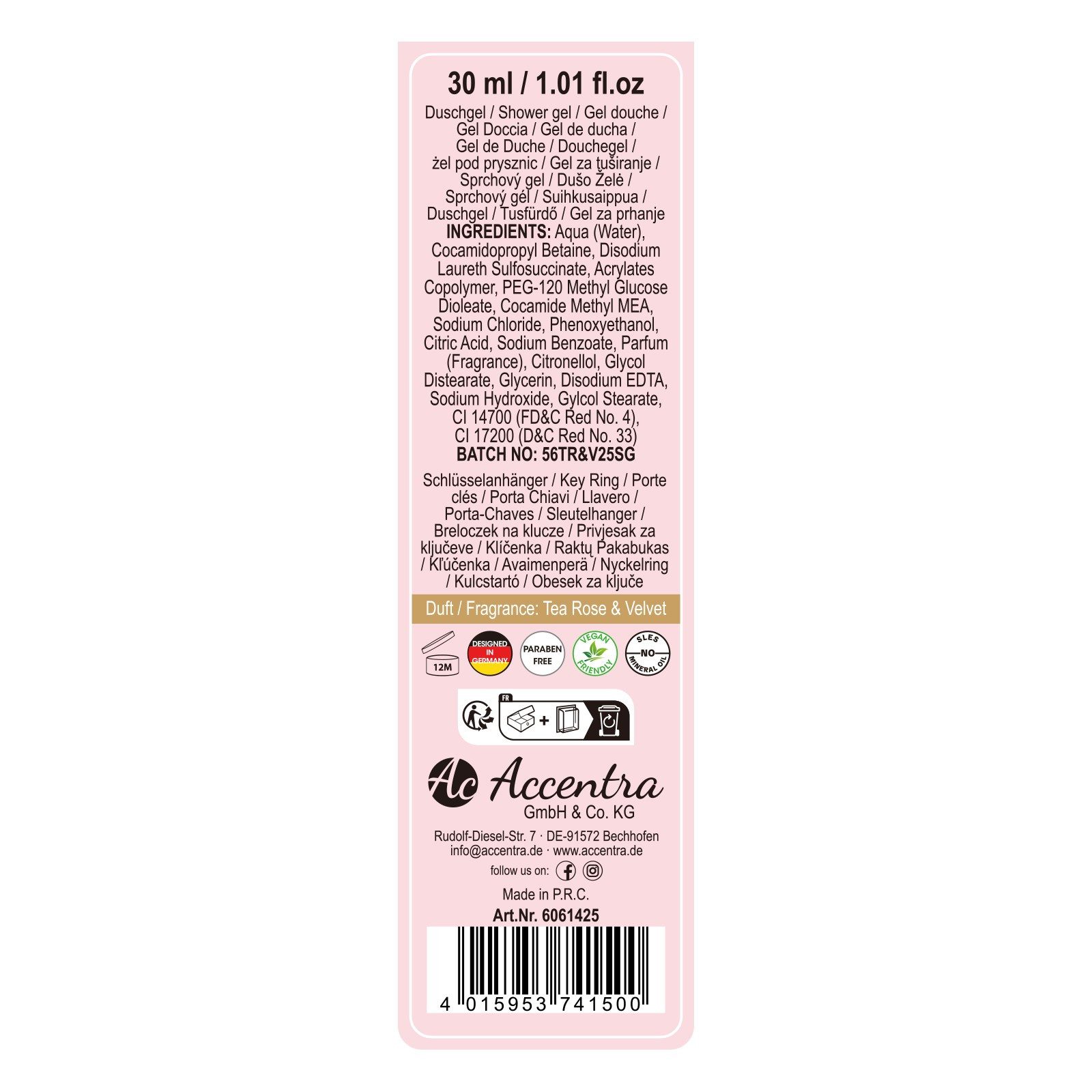ACCENTRA Pflege-Geschenkset Badeset ROMANTIC DREAMS mit Duschgel und Schlüsselanhänger, 1-tlg., mineralölfrei parabenfrei sles-frei vegan