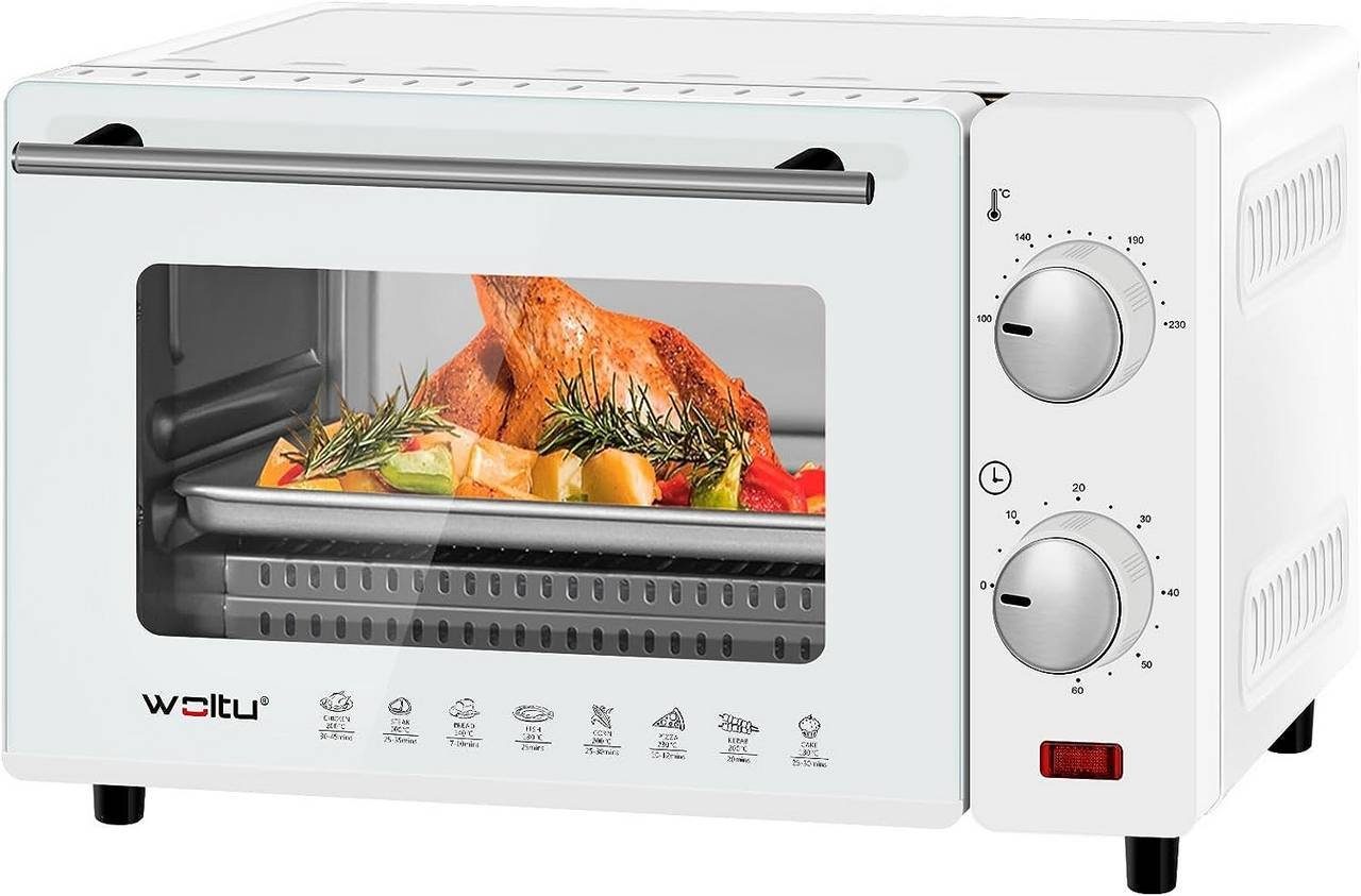 Woltu Minibackofen, 10 Liter, Timer Truthahn Watt mit Toast, Pizza, weiß für 650